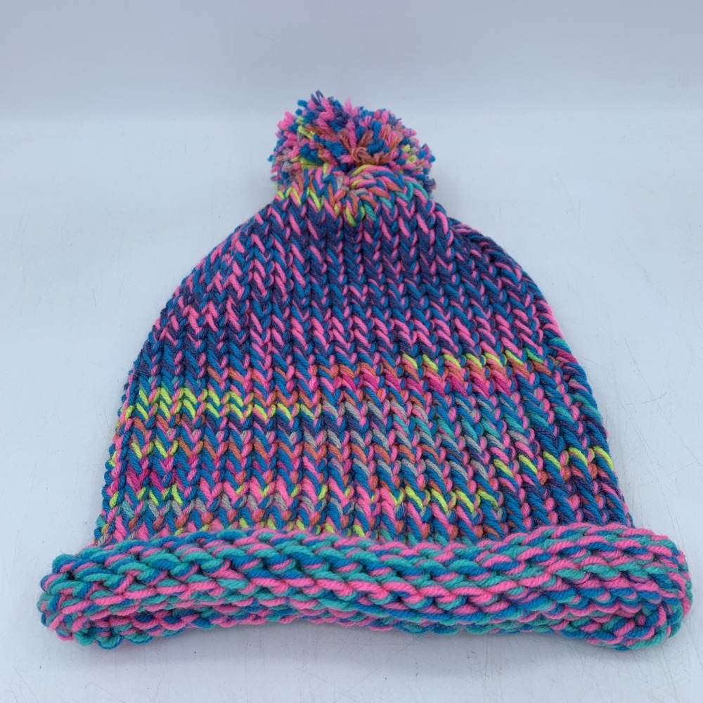Handmade Chunky Knitted Beanie Stocking Cap Hat Warm Pompom Toboggan Slouchy
